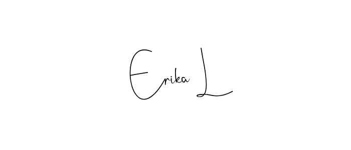 How to make Erika L name signature. Use Andilay-7BmLP style for creating short signs online. This is the latest handwritten sign. Erika L signature style 4 images and pictures png