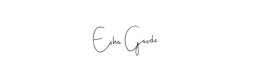 How to make Esha Gaude name signature. Use Andilay-7BmLP style for creating short signs online. This is the latest handwritten sign. Esha Gaude signature style 4 images and pictures png