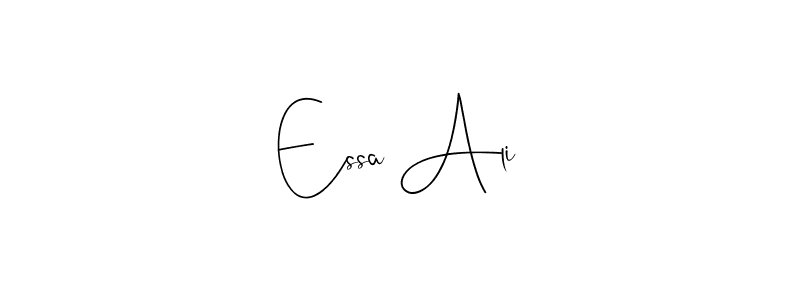 if you are searching for the best signature style for your name Essa Ali. so please give up your signature search. here we have designed multiple signature styles  using Andilay-7BmLP. Essa Ali signature style 4 images and pictures png