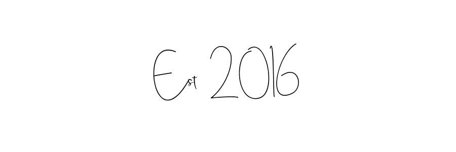 The best way (Andilay-7BmLP) to make a short signature is to pick only two or three words in your name. The name Est  2016 include a total of six letters. For converting this name. Est  2016 signature style 4 images and pictures png
