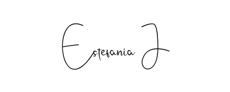 Create an unforgettable impression when signing with Estefania J name styled in Andilay-7BmLP typography. 100% free online generator. Estefania J signature style 4 images and pictures png