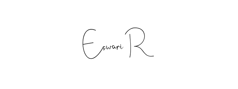 How to make Eswari R name signature. Use Andilay-7BmLP style for creating short signs online. This is the latest handwritten sign. Eswari R signature style 4 images and pictures png