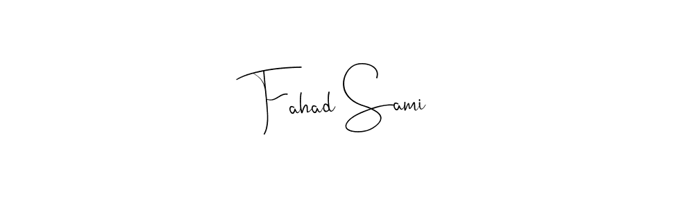 How to make Fahad Sami name signature. Use Andilay-7BmLP style for creating short signs online. This is the latest handwritten sign. Fahad Sami signature style 4 images and pictures png