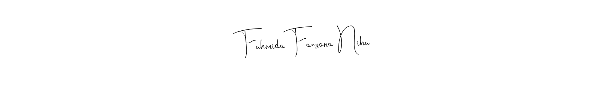 Make a beautiful signature design for name Fahmida Farzana Niha. Use this online signature maker to create a handwritten signature for free. Fahmida Farzana Niha signature style 4 images and pictures png