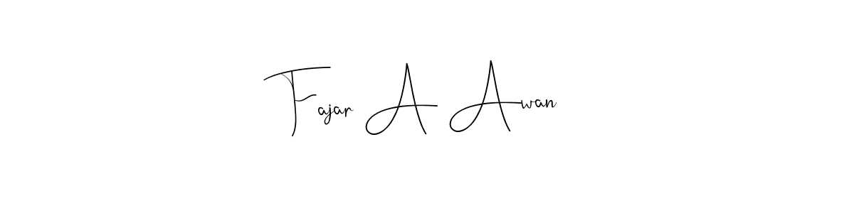 The best way (Andilay-7BmLP) to make a short signature is to pick only two or three words in your name. The name Fajar A Awan include a total of six letters. For converting this name. Fajar A Awan signature style 4 images and pictures png