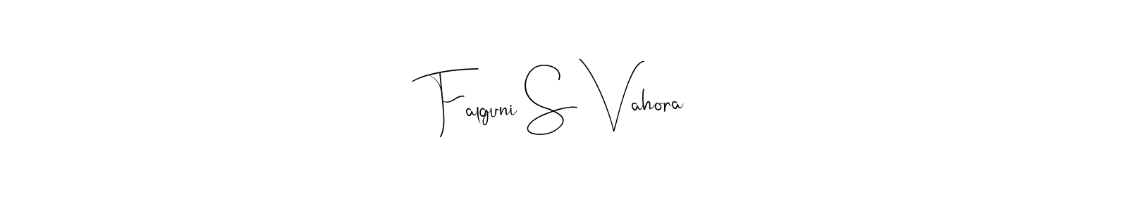How to make Falguni S Vahora name signature. Use Andilay-7BmLP style for creating short signs online. This is the latest handwritten sign. Falguni S Vahora signature style 4 images and pictures png