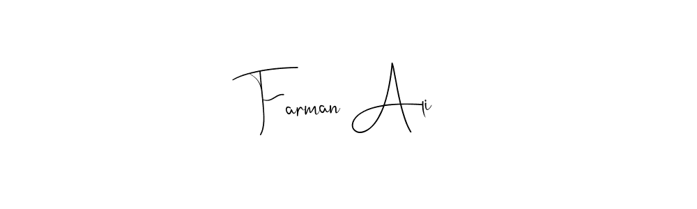 How to make Farman Ali name signature. Use Andilay-7BmLP style for creating short signs online. This is the latest handwritten sign. Farman Ali signature style 4 images and pictures png