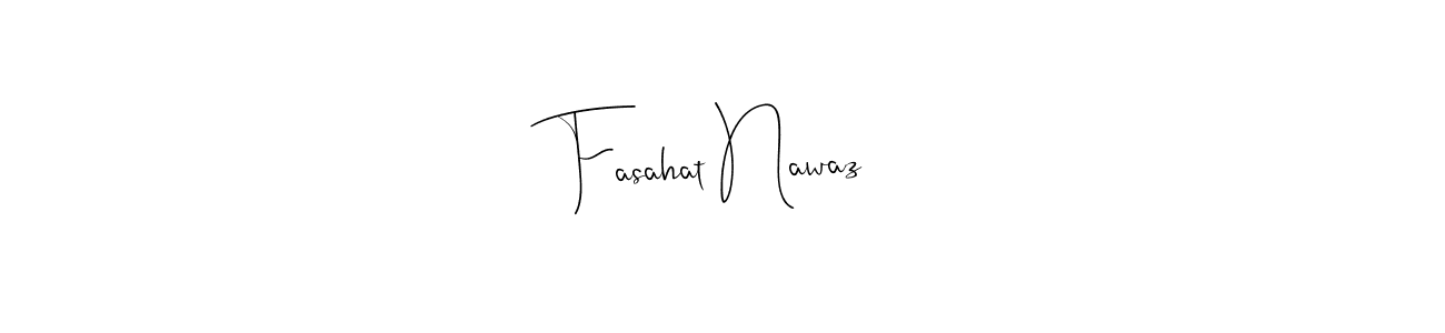 How to make Fasahat Nawaz name signature. Use Andilay-7BmLP style for creating short signs online. This is the latest handwritten sign. Fasahat Nawaz signature style 4 images and pictures png