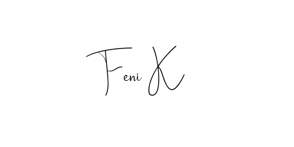 How to make Feni K name signature. Use Andilay-7BmLP style for creating short signs online. This is the latest handwritten sign. Feni K signature style 4 images and pictures png
