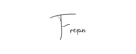 A modern signature idea for name Frelan using Andilay-7BmLP font. Clean strokes and elegant curves make it stand out instantly. Frelan signature style 4 images and pictures png