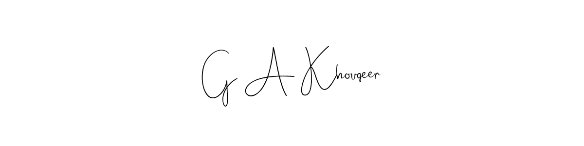 if you are searching for the best signature style for your name G A Khouqeer. so please give up your signature search. here we have designed multiple signature styles  using Andilay-7BmLP. G A Khouqeer signature style 4 images and pictures png