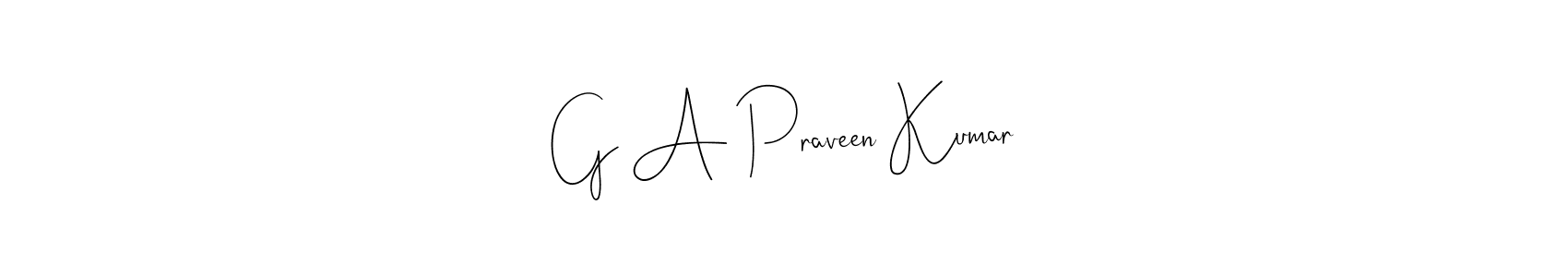 Create a beautiful signature design for name G A Praveen Kumar. With this signature (Andilay-7BmLP) fonts, you can make a handwritten signature for free. G A Praveen Kumar signature style 4 images and pictures png