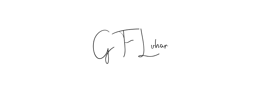 if you are searching for the best signature style for your name G F Luhar. so please give up your signature search. here we have designed multiple signature styles  using Andilay-7BmLP. G F Luhar signature style 4 images and pictures png