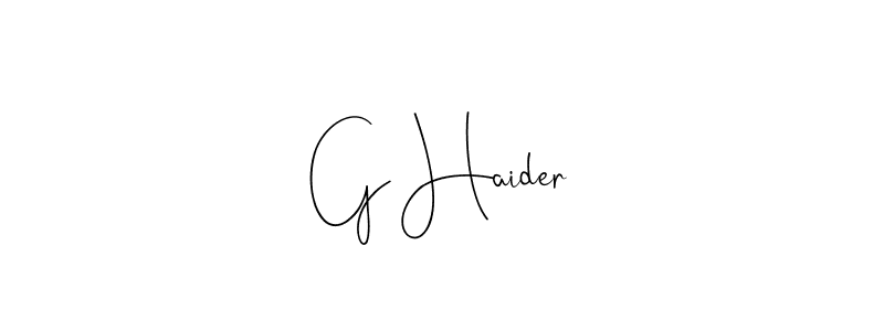 You should practise on your own different ways (Andilay-7BmLP) to write your name (G Haider) in signature. don't let someone else do it for you. G Haider signature style 4 images and pictures png