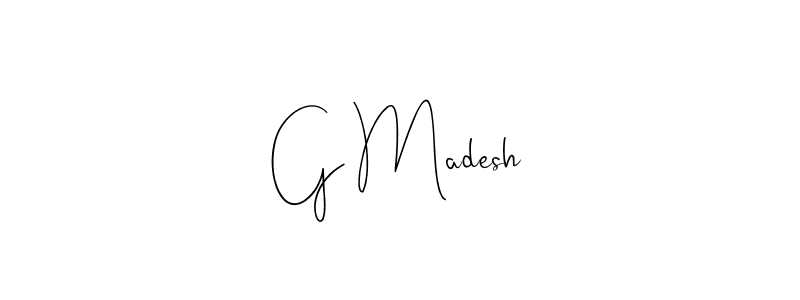 How to make G Madesh name signature. Use Andilay-7BmLP style for creating short signs online. This is the latest handwritten sign. G Madesh signature style 4 images and pictures png