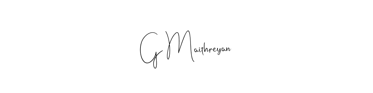 if you are searching for the best signature style for your name G Maithreyan. so please give up your signature search. here we have designed multiple signature styles  using Andilay-7BmLP. G Maithreyan signature style 4 images and pictures png