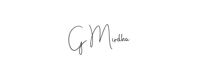 Design your own signature with our free online signature maker. With this signature software, you can create a handwritten (Andilay-7BmLP) signature for name G Mirdha. G Mirdha signature style 4 images and pictures png
