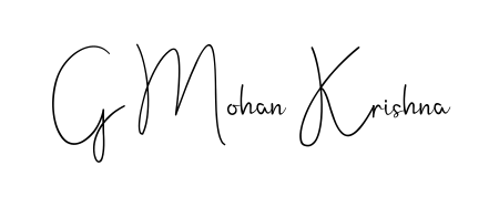 A stylish, flowing autograph style designed for name G Mohan Krishna using Andilay-7BmLP typography. Perfect for digital creative projects. G Mohan Krishna signature style 4 images and pictures png