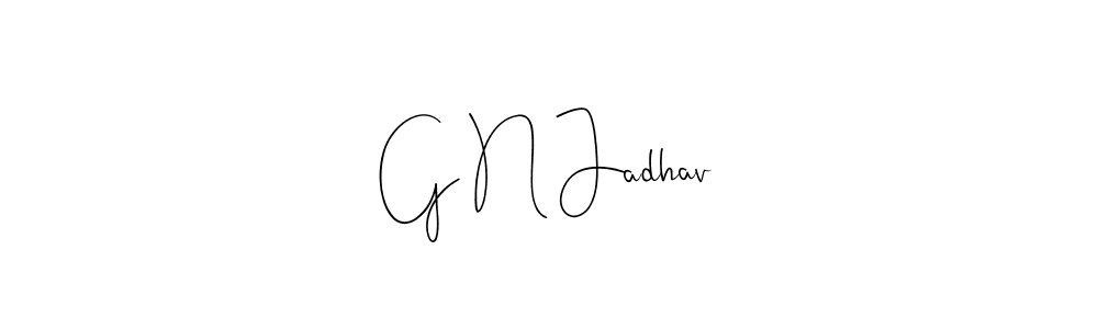 The best way (Andilay-7BmLP) to make a short signature is to pick only two or three words in your name. The name G N Jadhav include a total of six letters. For converting this name. G N Jadhav signature style 4 images and pictures png