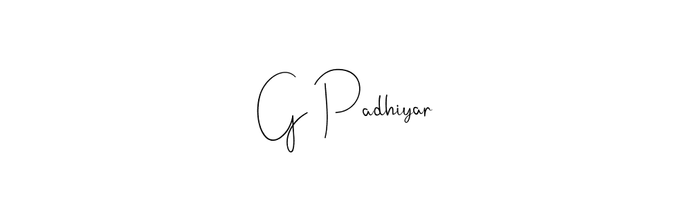How to make G Padhiyar signature? Andilay-7BmLP is a professional autograph style. Create handwritten signature for G Padhiyar name. G Padhiyar signature style 4 images and pictures png