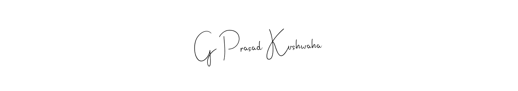 The best way (Andilay-7BmLP) to make a short signature is to pick only two or three words in your name. The name G Prasad Kushwaha include a total of six letters. For converting this name. G Prasad Kushwaha signature style 4 images and pictures png