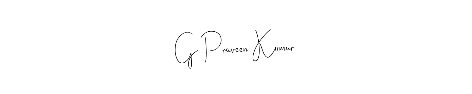 if you are searching for the best signature style for your name G Praveen Kumar. so please give up your signature search. here we have designed multiple signature styles  using Andilay-7BmLP. G Praveen Kumar signature style 4 images and pictures png