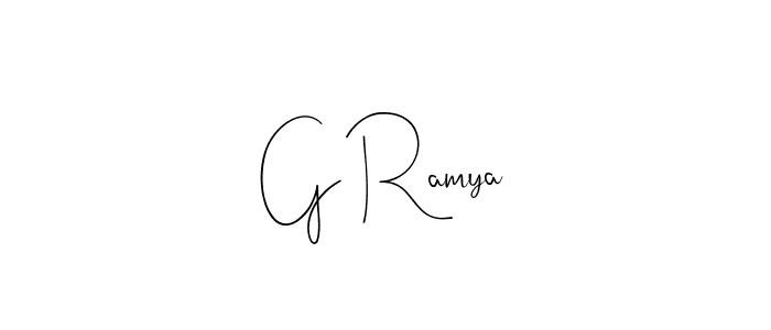 Make a short G Ramya signature style. Manage your documents anywhere anytime using Andilay-7BmLP. Create and add eSignatures, submit forms, share and send files easily. G Ramya signature style 4 images and pictures png