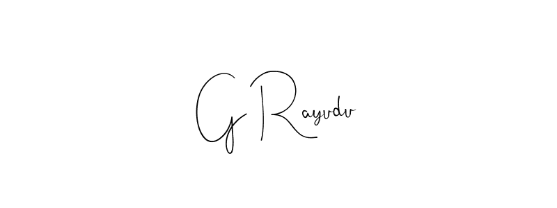 How to make G Rayudu name signature. Use Andilay-7BmLP style for creating short signs online. This is the latest handwritten sign. G Rayudu signature style 4 images and pictures png