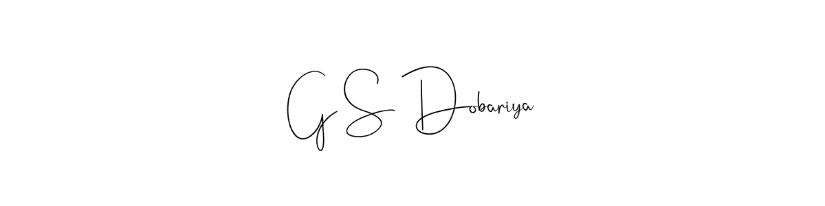 if you are searching for the best signature style for your name G S Dobariya. so please give up your signature search. here we have designed multiple signature styles  using Andilay-7BmLP. G S Dobariya signature style 4 images and pictures png