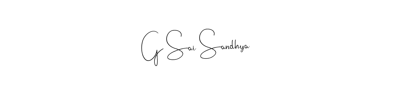 How to make G Sai Sandhya name signature. Use Andilay-7BmLP style for creating short signs online. This is the latest handwritten sign. G Sai Sandhya signature style 4 images and pictures png