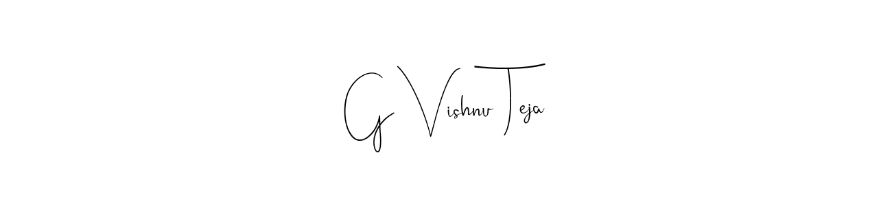 This is the best signature style for the G Vishnu Teja name. Also you like these signature font (Andilay-7BmLP). Mix name signature. G Vishnu Teja signature style 4 images and pictures png