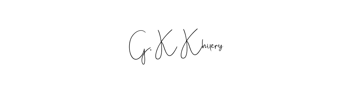 Andilay-7BmLP is a professional signature style that is perfect for those who want to add a touch of class to their signature. It is also a great choice for those who want to make their signature more unique. Get G. K Khilery name to fancy signature for free. G. K Khilery signature style 4 images and pictures png