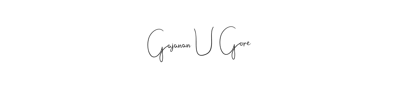 Andilay-7BmLP is a professional signature style that is perfect for those who want to add a touch of class to their signature. It is also a great choice for those who want to make their signature more unique. Get Gajanan U Gore name to fancy signature for free. Gajanan U Gore signature style 4 images and pictures png