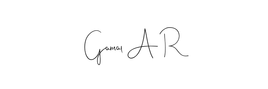 How to make Gamal A R name signature. Use Andilay-7BmLP style for creating short signs online. This is the latest handwritten sign. Gamal A R signature style 4 images and pictures png