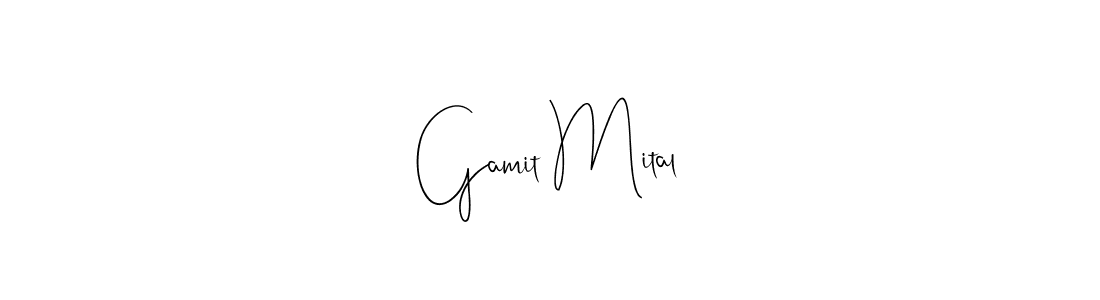 Andilay-7BmLP is a professional signature style that is perfect for those who want to add a touch of class to their signature. It is also a great choice for those who want to make their signature more unique. Get Gamit Mital name to fancy signature for free. Gamit Mital signature style 4 images and pictures png