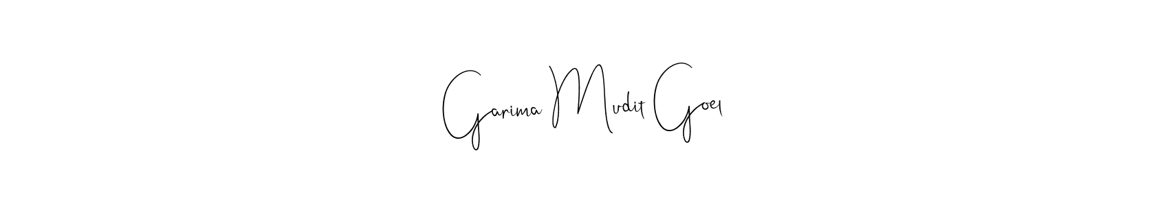 The best way (Andilay-7BmLP) to make a short signature is to pick only two or three words in your name. The name Garima Mudit Goel include a total of six letters. For converting this name. Garima Mudit Goel signature style 4 images and pictures png