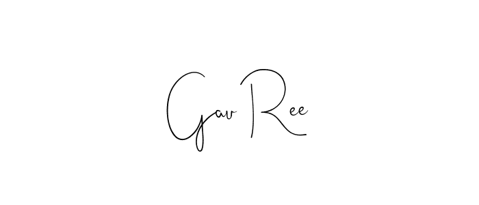 if you are searching for the best signature style for your name Gau Ree. so please give up your signature search. here we have designed multiple signature styles  using Andilay-7BmLP. Gau Ree signature style 4 images and pictures png