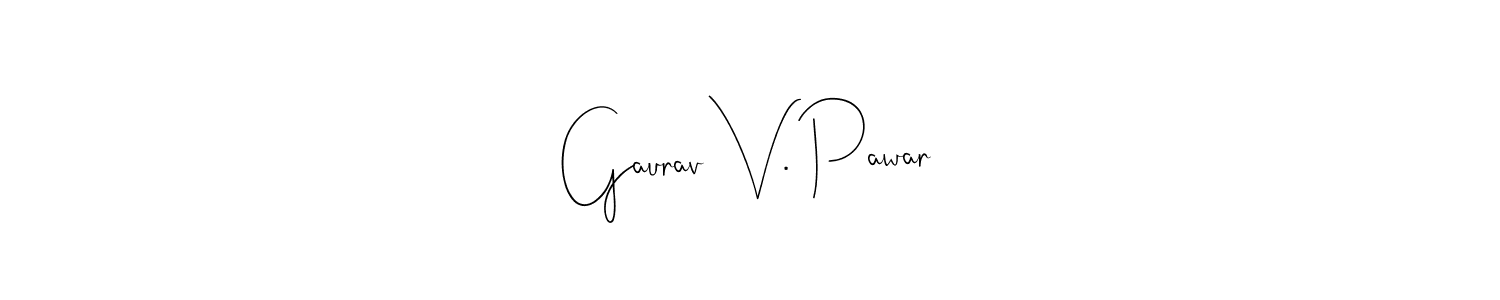 This is the best signature style for the Gaurav V. Pawar name. Also you like these signature font (Andilay-7BmLP). Mix name signature. Gaurav V. Pawar signature style 4 images and pictures png