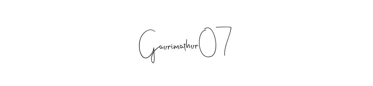 Use a signature maker to create a handwritten signature online. With this signature software, you can design (Andilay-7BmLP) your own signature for name Gaurimathur07. Gaurimathur07 signature style 4 images and pictures png