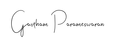 The Andilay-7BmLP typeface gives name Gautham Parameswaran a refined look. Suitable for certificates, diplomas, and official verification. Gautham Parameswaran signature style 4 images and pictures png