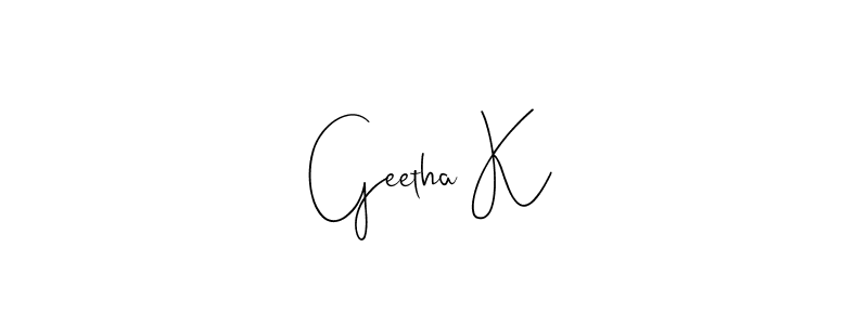 Design your own signature with our free online signature maker. With this signature software, you can create a handwritten (Andilay-7BmLP) signature for name Geetha K. Geetha K signature style 4 images and pictures png