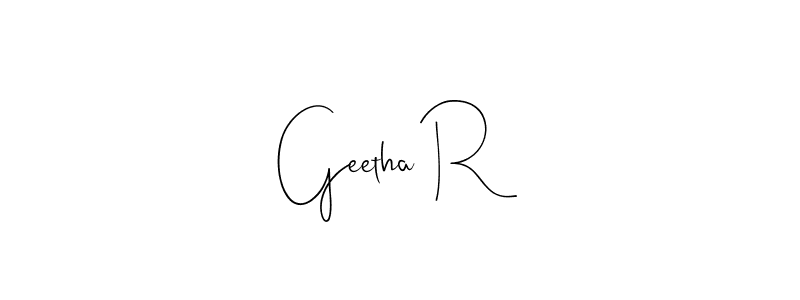 Also we have Geetha R name is the best signature style. Create professional handwritten signature collection using Andilay-7BmLP autograph style. Geetha R signature style 4 images and pictures png