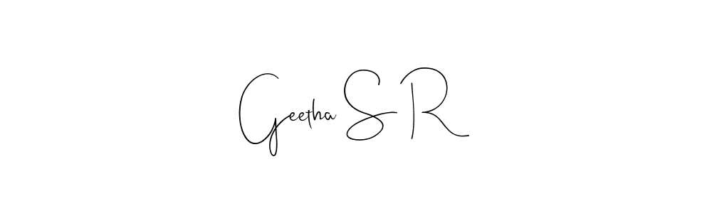 You should practise on your own different ways (Andilay-7BmLP) to write your name (Geetha S R) in signature. don't let someone else do it for you. Geetha S R signature style 4 images and pictures png