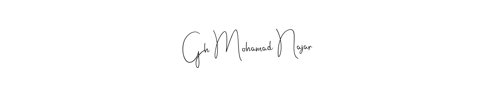 This is the best signature style for the Gh Mohamad Najar name. Also you like these signature font (Andilay-7BmLP). Mix name signature. Gh Mohamad Najar signature style 4 images and pictures png