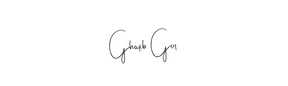 How to make Ghalib Gul name signature. Use Andilay-7BmLP style for creating short signs online. This is the latest handwritten sign. Ghalib Gul signature style 4 images and pictures png