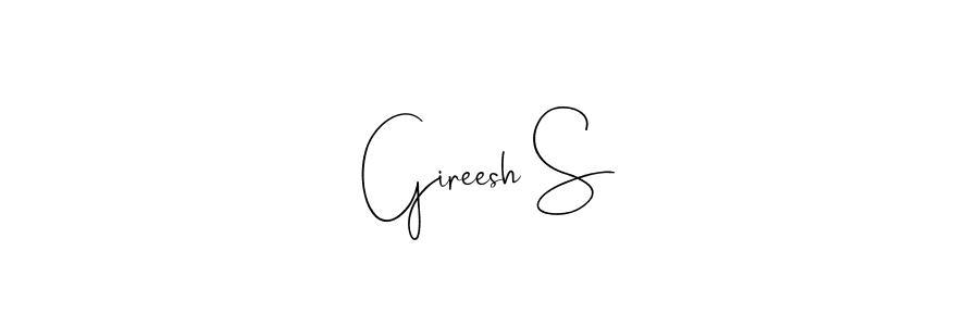 Make a beautiful signature design for name Gireesh S. With this signature (Andilay-7BmLP) style, you can create a handwritten signature for free. Gireesh S signature style 4 images and pictures png