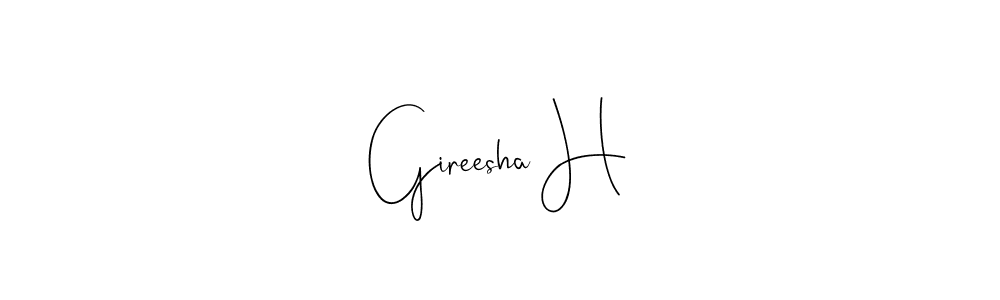 This is the best signature style for the Gireesha H name. Also you like these signature font (Andilay-7BmLP). Mix name signature. Gireesha H signature style 4 images and pictures png