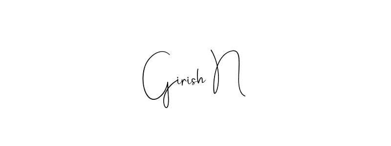 if you are searching for the best signature style for your name Girish N. so please give up your signature search. here we have designed multiple signature styles  using Andilay-7BmLP. Girish N signature style 4 images and pictures png