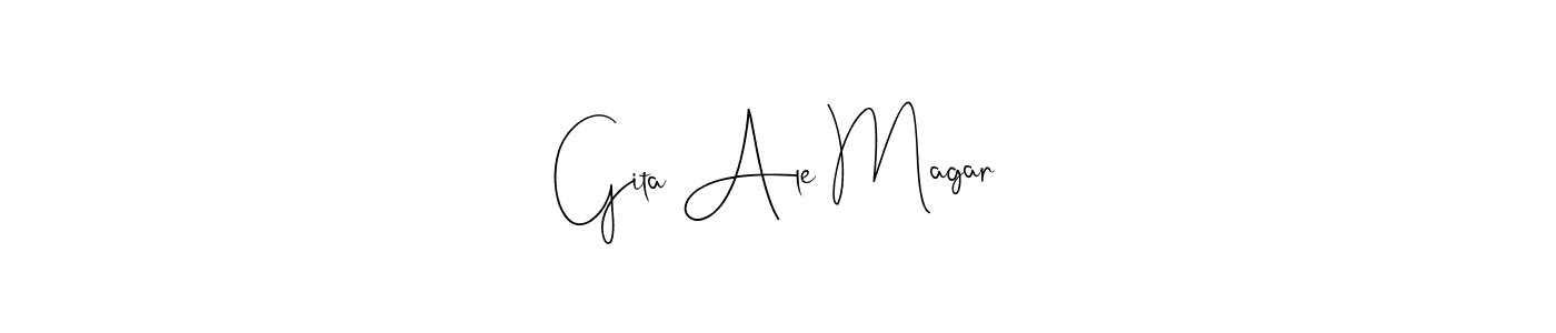 Make a beautiful signature design for name Gita Ale Magar. With this signature (Andilay-7BmLP) style, you can create a handwritten signature for free. Gita Ale Magar signature style 4 images and pictures png