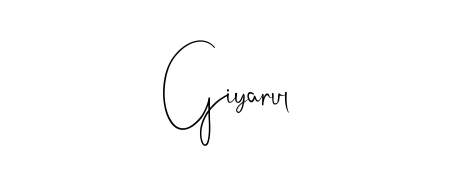A sleek calligraphic signature for name Giyarul utilizing Andilay-7BmLP styling. Great for adding personal signatures to photos and art. Giyarul signature style 4 images and pictures png